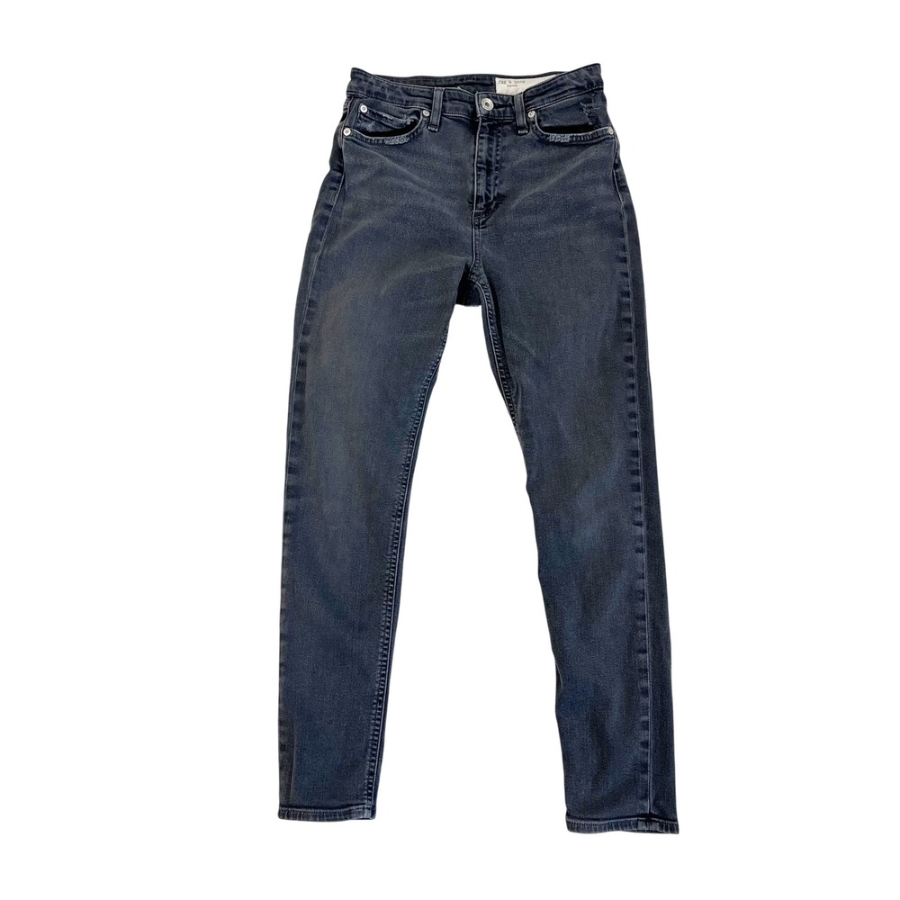 Rag & Bone Nora High Rise Ankle Skinny Jeans Washed Black‎ Distressed Size 26